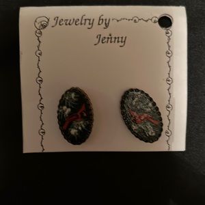 Pieced Hand-painted earrings. Very cool oval shaped